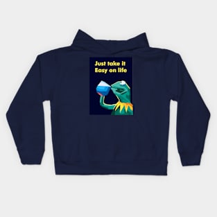 Frog Drinking Coffee Kids Hoodie